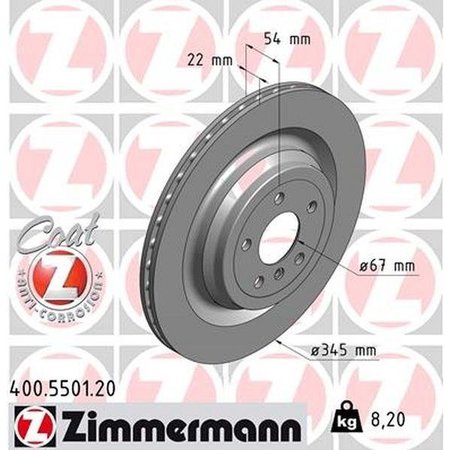 ZIMMERMANN Brake Disc - Standard/Coated, 400.5501.20 400.5501.20
